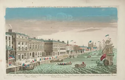 View of the Custom House and Douana of London, by Unknown