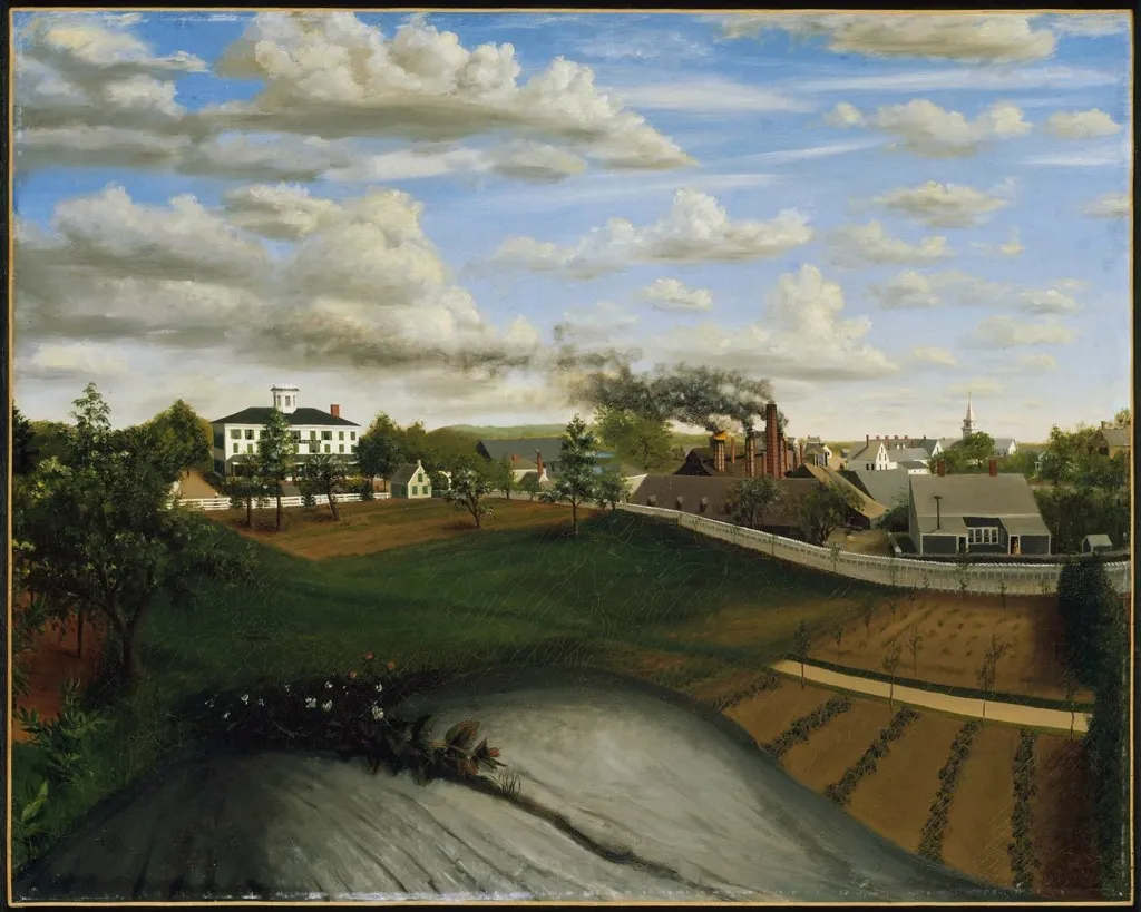 View of the Iron Works, Canton, Massachusetts, by Unknown, oil, 1850