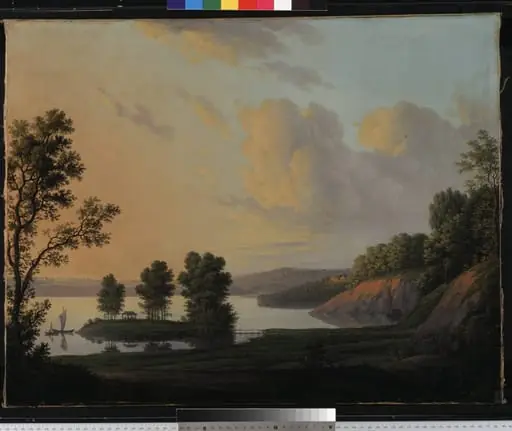 View of the Manor of Dronninggaard across Lake Fure, North Zealand., by Unknown