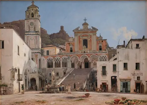 View of the Square in Amalfi, by Unknown