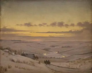 Vinteraften ved Susåen, by Unknown, 1850