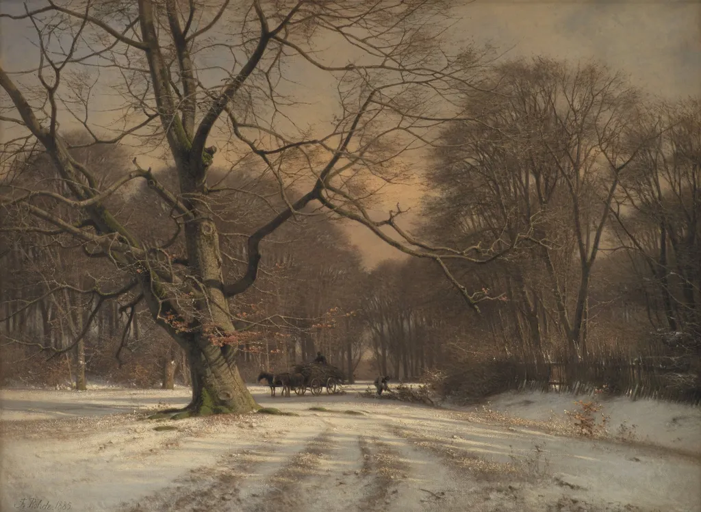 Vinterlandskab. Motiv fra Jægersborg Dyrehave, by Unknown, 1885