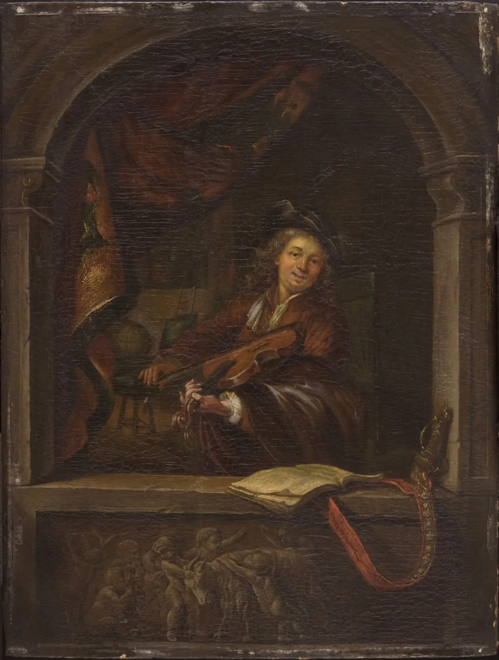 Violinist, by Unknown, oil, 1690