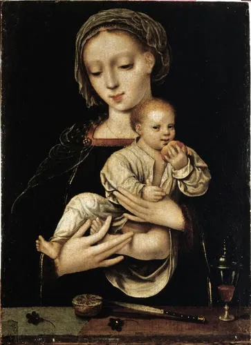 Virgin and child, by Unknown, oil, 1520