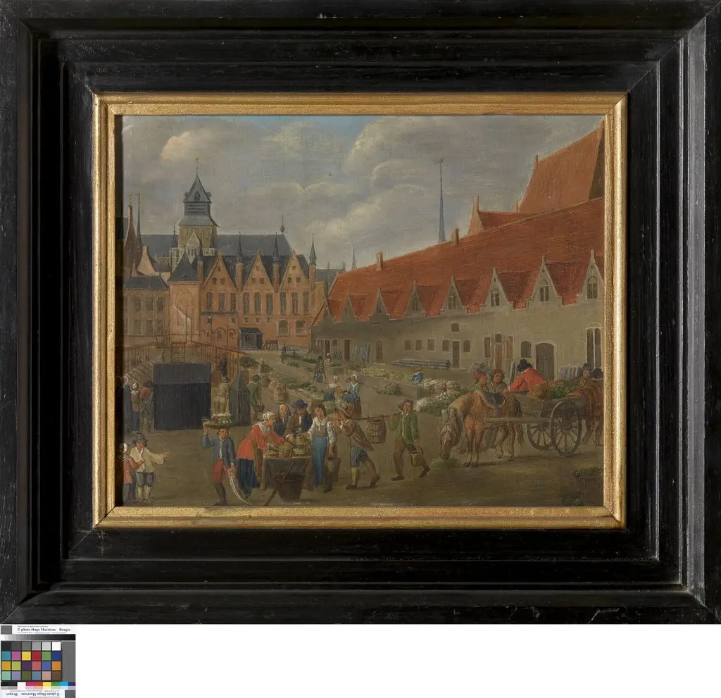 Vis- en groentenmarkt op de Braamberg in Brugge, by Unknown