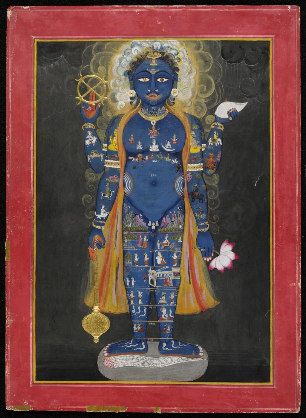 Vishnu as Vishvarupa (cosmic or universal man), by Unknown, paint, 1810