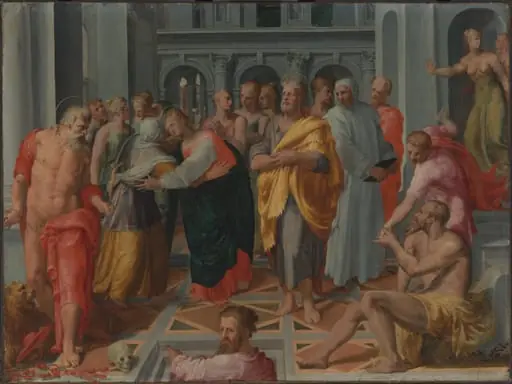 Visitation (Meeting of Mary and Elizabeth in the Presence of Saints Joseph and Jerome), by Unknown