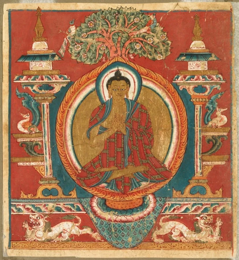 Votive initiation card (tsakali) with preaching Buddha Shakyamuni, by Unknown, unspecified, 1004