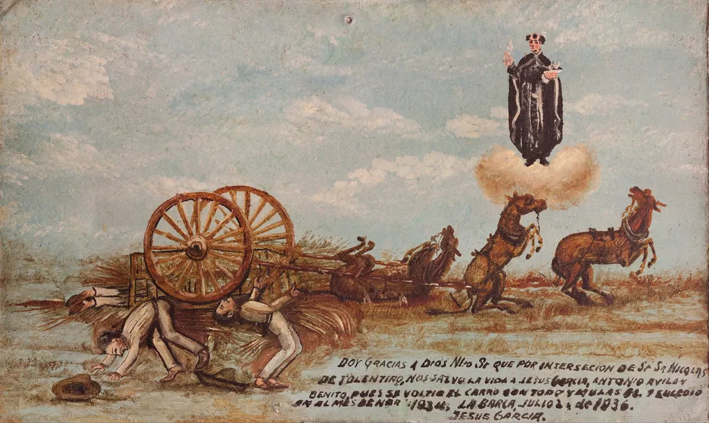 Votive offering dedicated to San Nicolás de Tolentino, by Unknown, oil, 1936