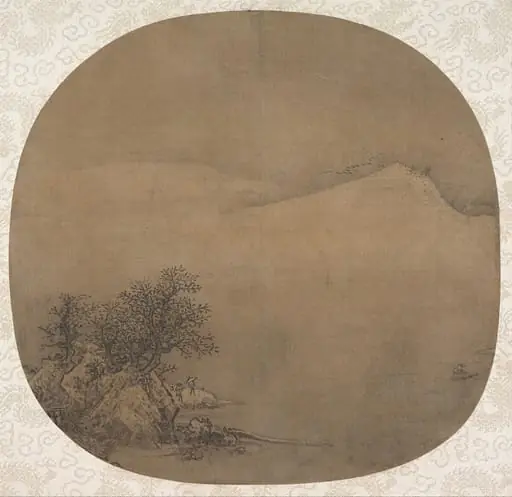 南宋  佚名  雪景待渡圖  團扇|Waiting for the Ferry, by Unknown, 1216