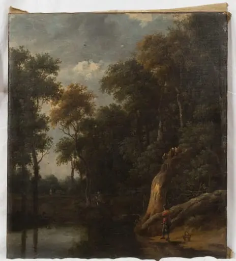 Waldlandschaft mit Angler und Jäger, by Unknown