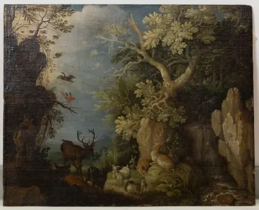 Waldlandschaft mit Tieren, by Unknown