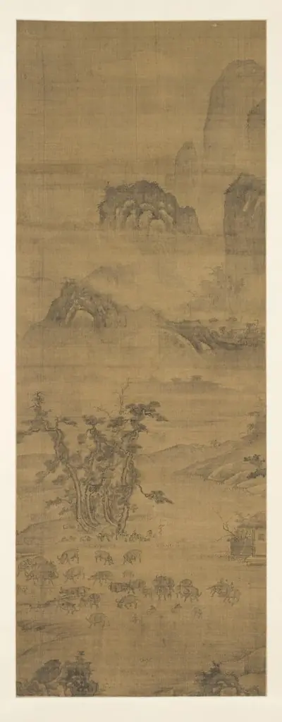Water Buffaloes in a Mountain Valley, by Unknown