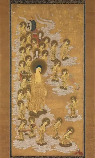 阿弥陀二十五菩薩来迎図|Welcoming Descent of Amida Buddha and Twenty-five Bodhisattvas, by Unknown, 1668