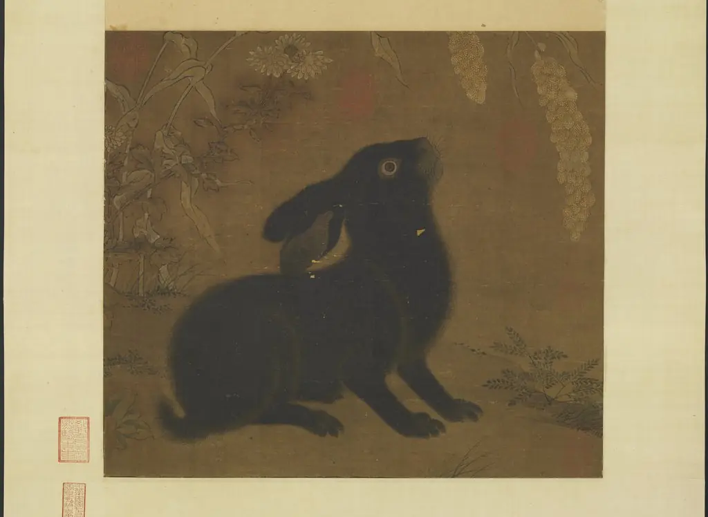Wild Flowers and Black Hare, by Unknown