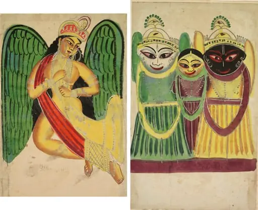 Winged Apsara with a Horn (recto); Jagannatha Trio (verso), by Unknown