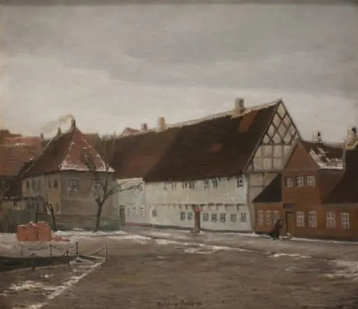 Winter Evening in Ribe, Jutland, by Unknown