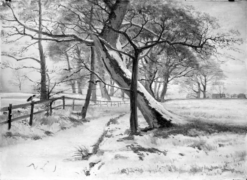 Winter Landscape with a Frozen Stream, by Unknown, unspecified, 1889