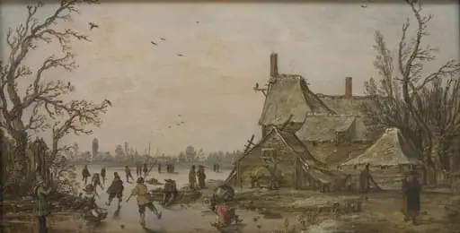 Winter Scene at a Farm, by Unknown
