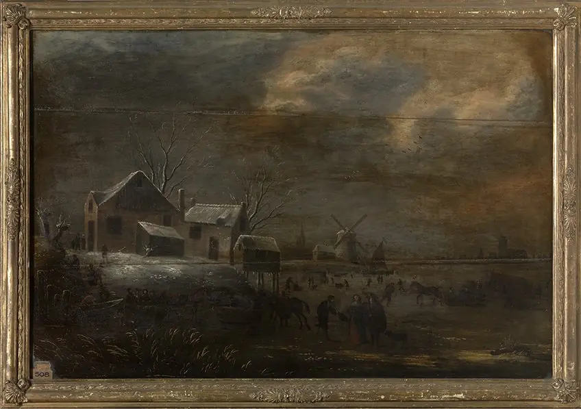 Winterlandschap met ijspret, by Unknown, 1640
