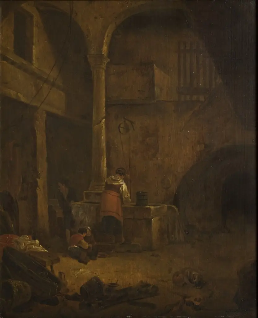 Woman at a Well in an Italian Farmhouse, by Unknown