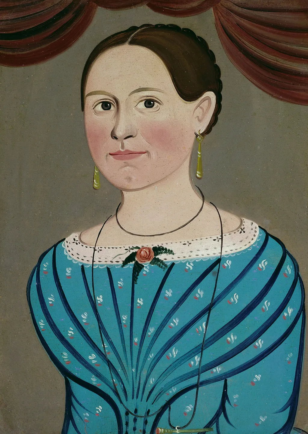 Woman in a Blue Dress, by Unknown, unspecified, 1840