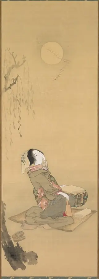 Woman Looking at the Moon, by Unknown, 1804