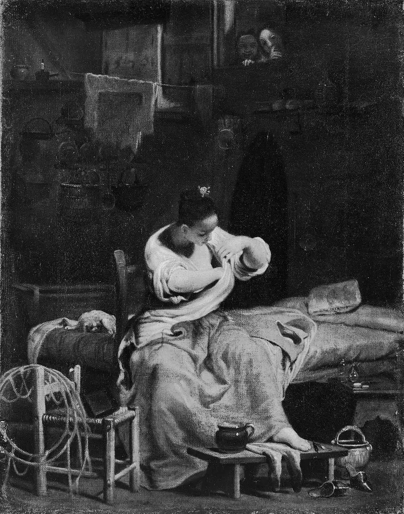 Woman Looking For Fleas, by Unknown
