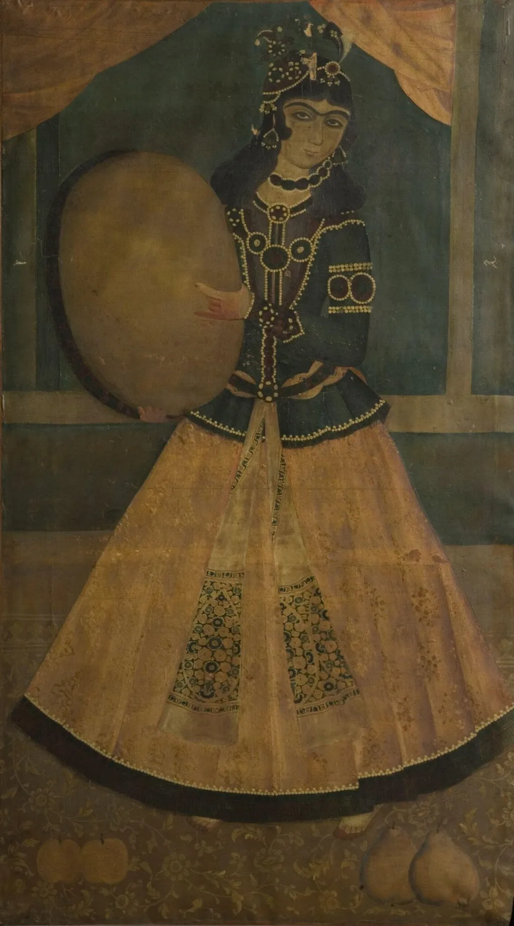 Woman Playing a Tambourine, by Unknown, oil, 1800