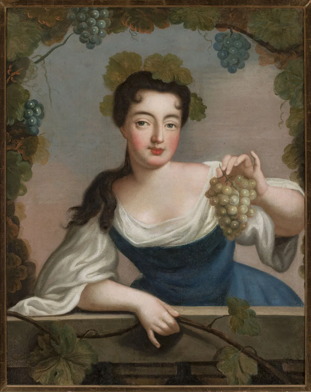 Woman with a bunch of grapes, by Unknown, oil, 1735