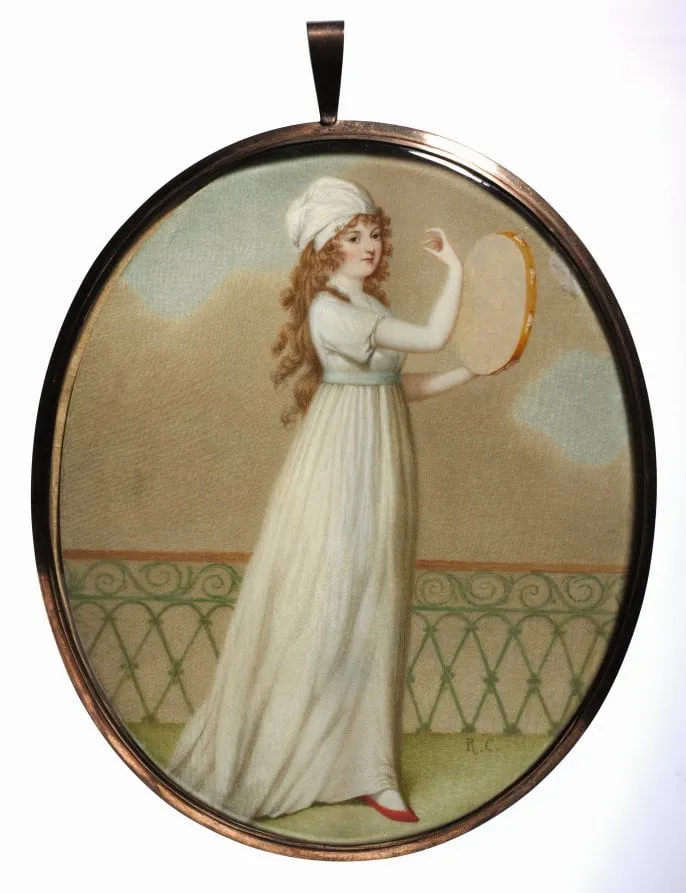 Woman with a Tambourine, in Neoclassical Costume, by Unknown, unspecified, 1870