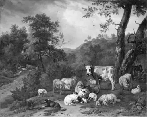 Wooded Country with Cattle, by Unknown
