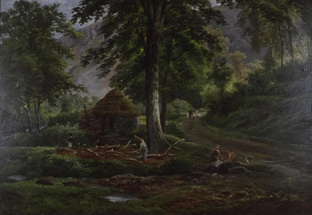Woodland scene, by Unknown, oil, 1870