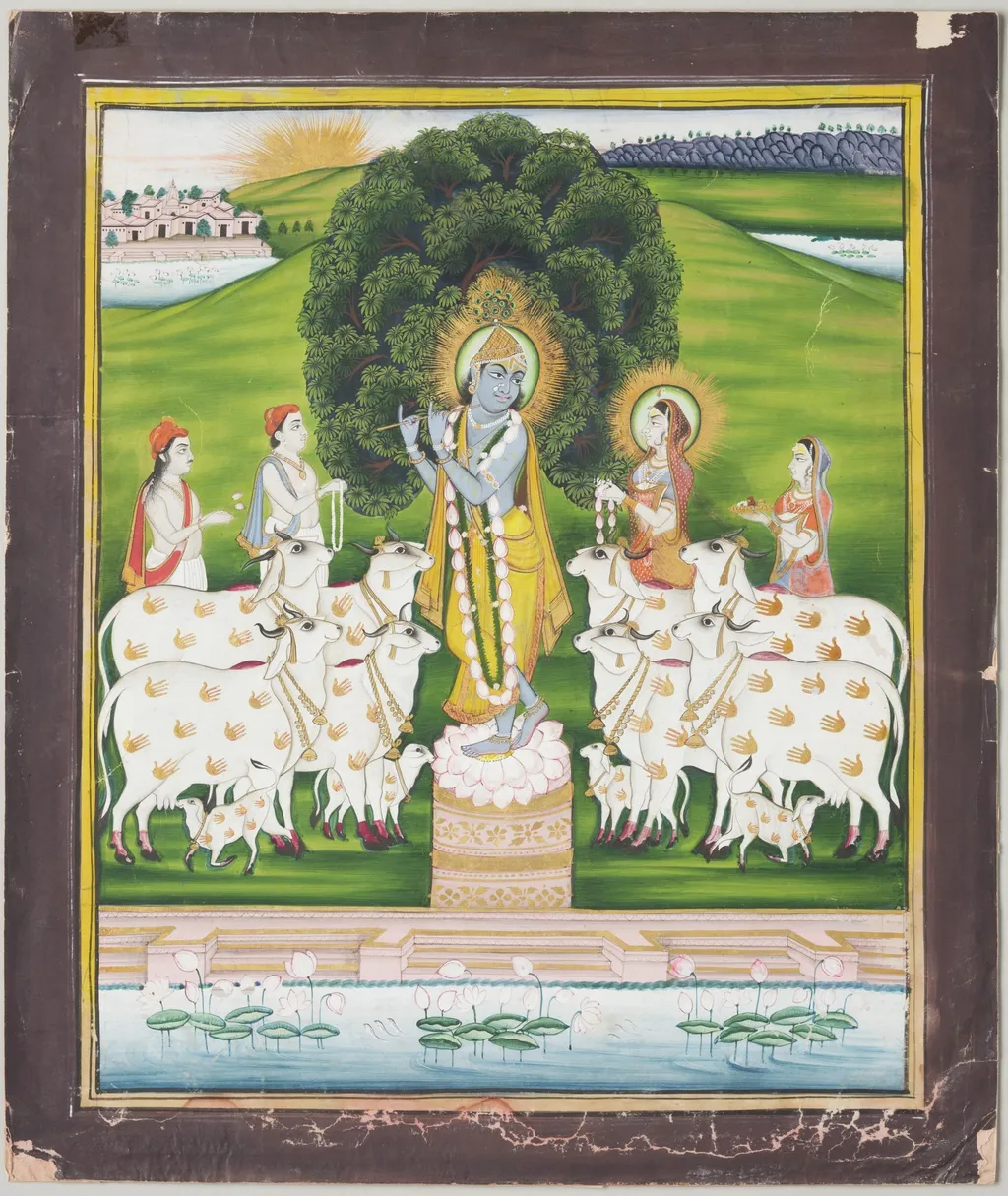 Worship of Krishna and His Flute, by Unknown, unspecified, 1800
