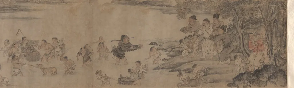 Yang Pu Moving His Family, by Unknown, ink, 1324