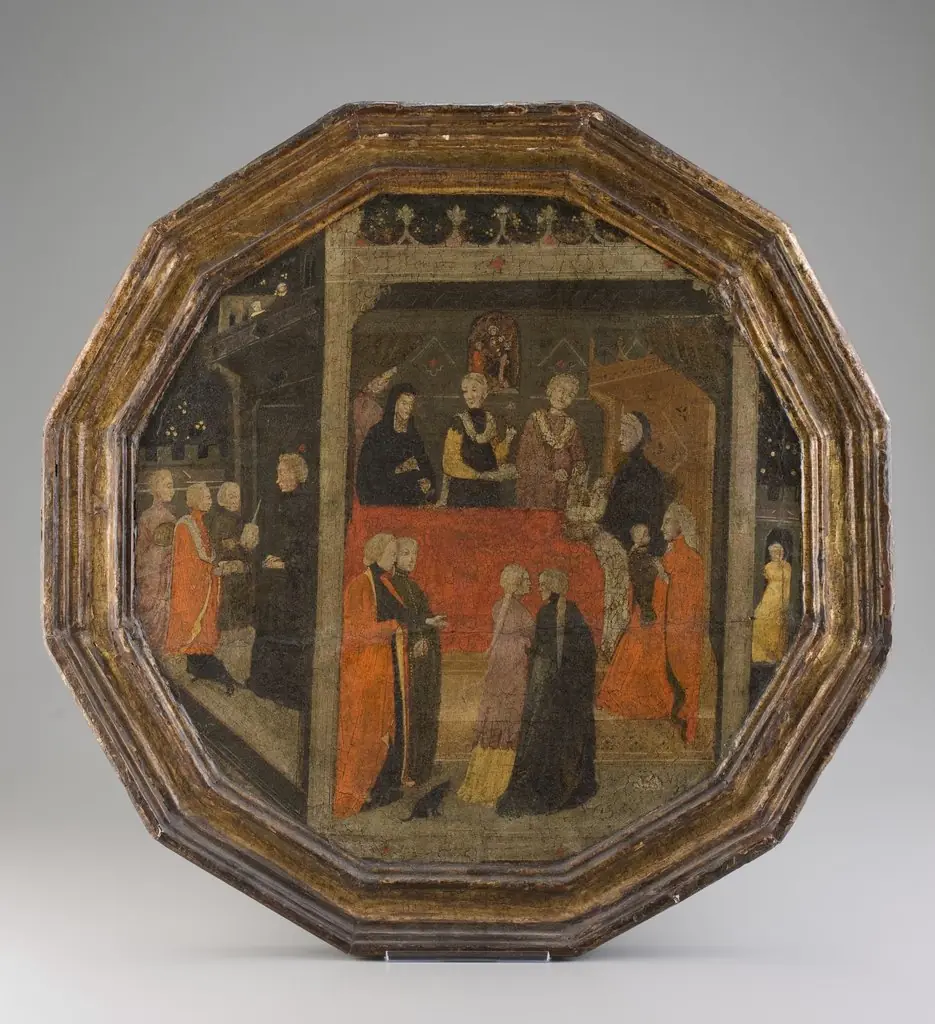 Young Mother Receiving Congratulations of Friends, by Unknown