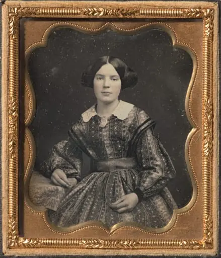 Young Woman in a Patterned Dress, by Unknown