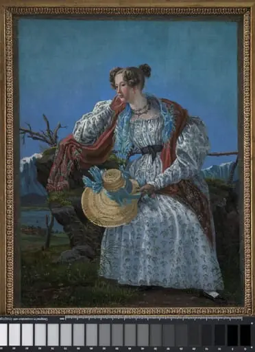 Young Woman Sitting in a Norwegian Landscape, by Unknown