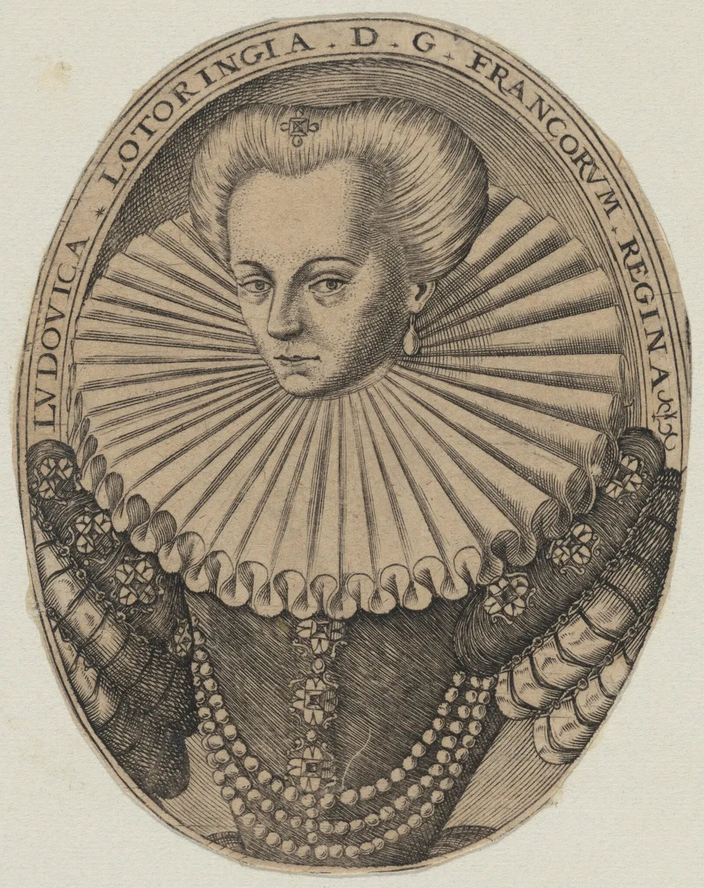 Louise de Lorraine, Queen of France, by Unknown 16th Century, ink, 1550