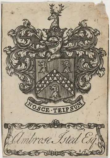 Bookplate for Ambrose Isted, by Unknown 19th Century