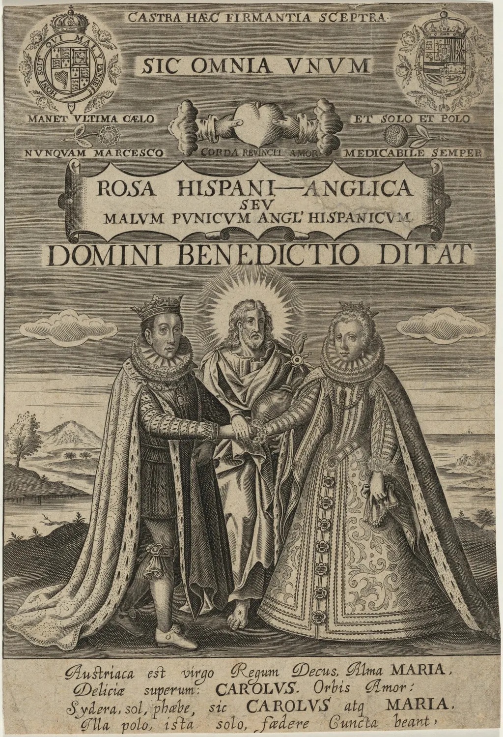 Charles I with the Infanta of Spain, by Unknown 19th Century, ink, 1850