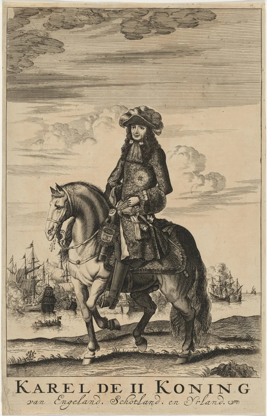 Charles II on Horseback, by Unknown 19th Century, ink, 1850