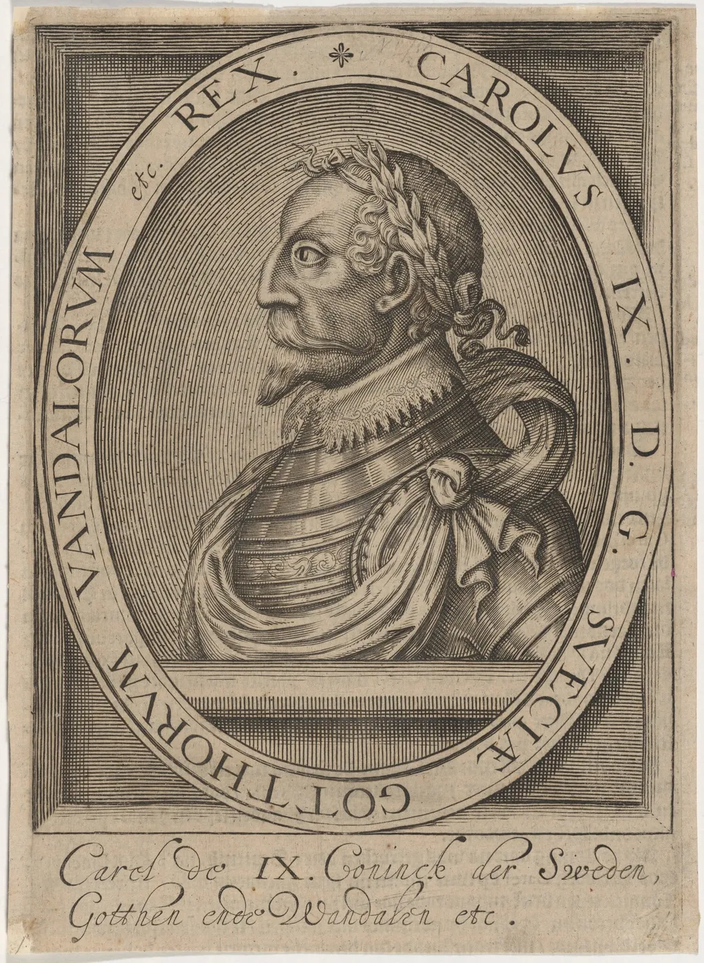 Charles IX, King of Sweden, by Unknown 19th Century, ink, 1850