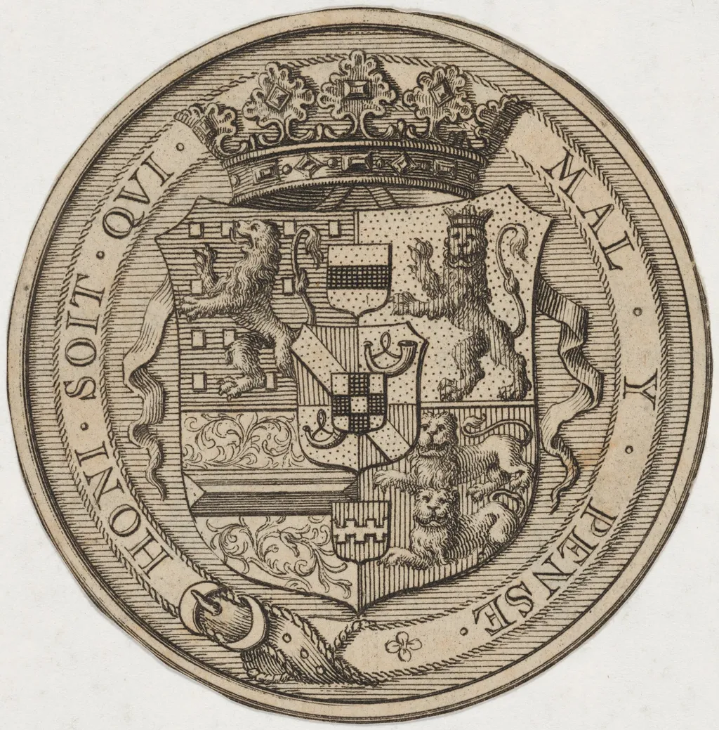 Coat of Arms in a Circle, by Unknown 19th Century, ink, 1850