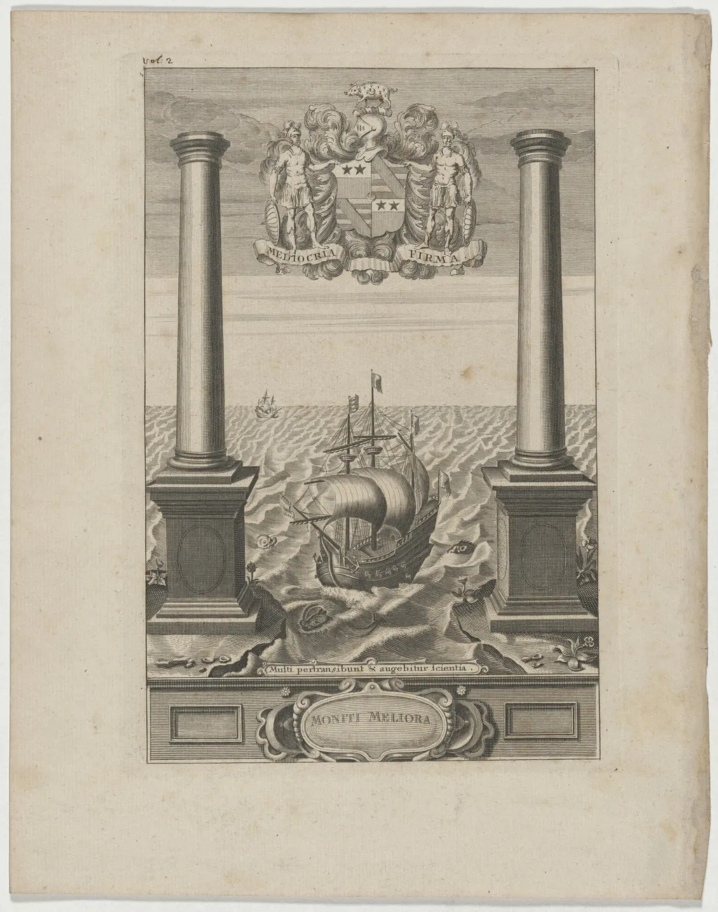 Coat of Arms, Moniti Meliora, by Unknown 19th Century, ink, 1850