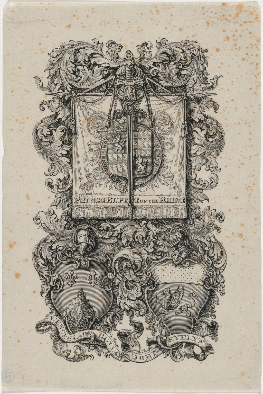 Coat of Arms of Prince Rupert, Hollar and Evelyn, by Unknown 19th Century, 1850