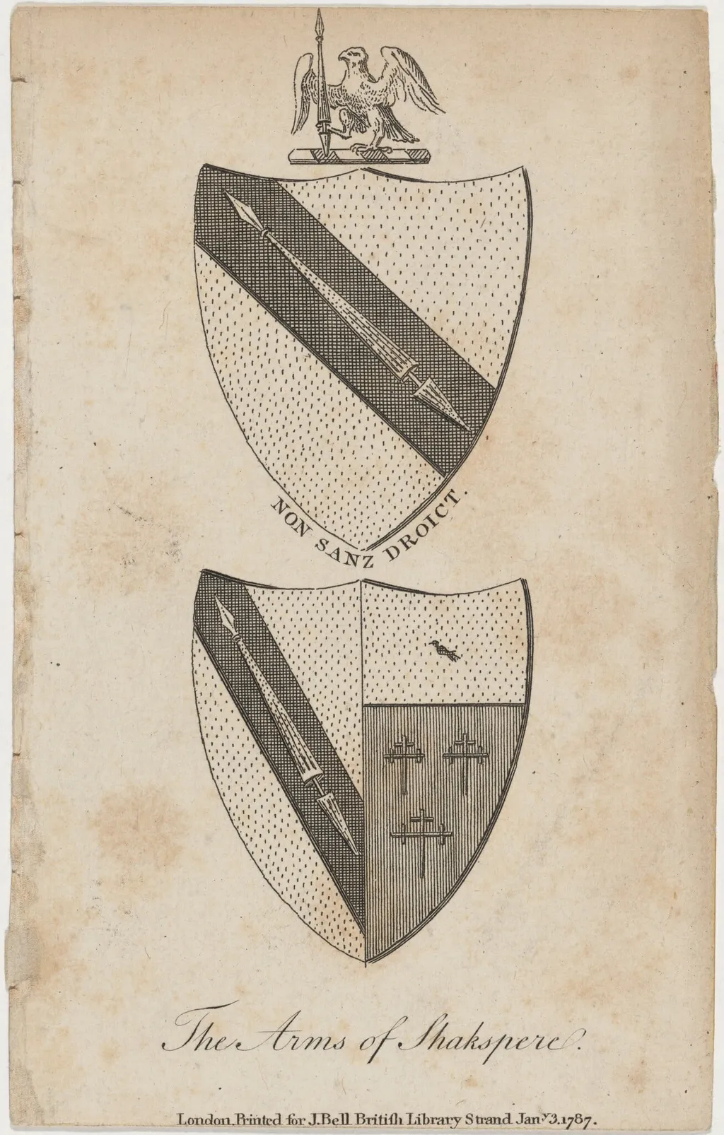 Coat of Arms of Shakespeare, by Unknown 19th Century, 1850