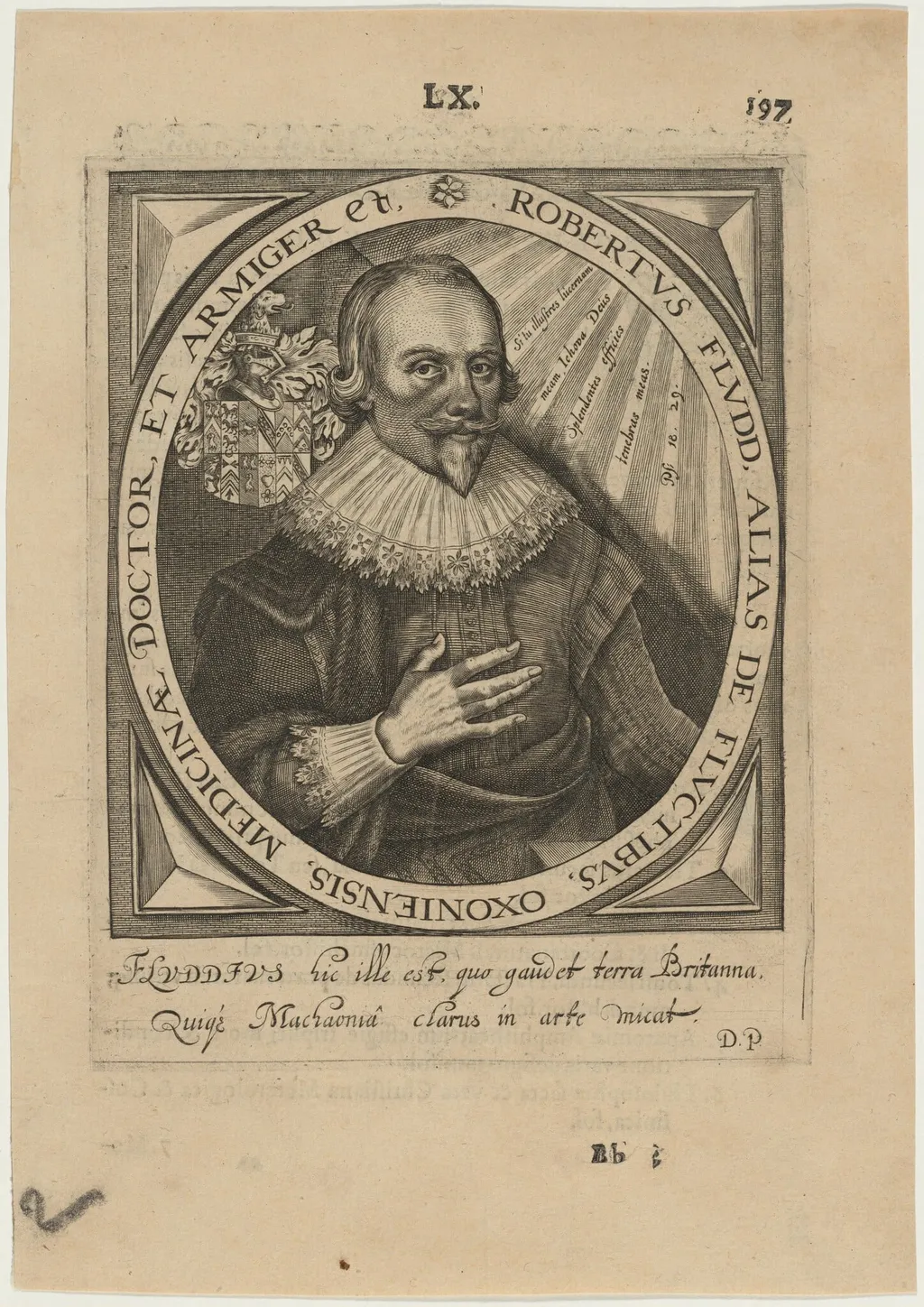 Dr. Robert Fludd, Physician and Rosicrucian, by Unknown 19th Century, ink, 1850