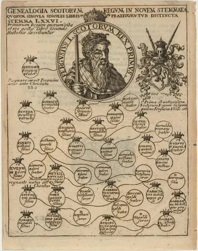 Fergus I of Scotland With Geneology, by Unknown 19th Century