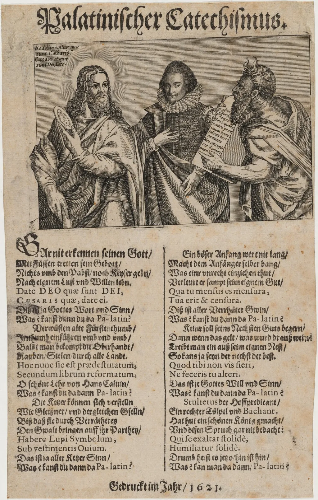 Frederick V, King of Bohemia Between Christ and Moses From the Palatine Catechism, by Unknown 19th Century, ink, 1850